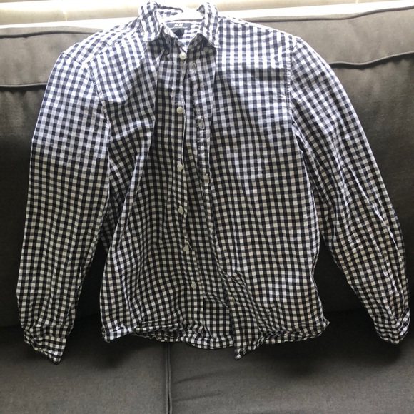 H&M Small Checkered Black & White Long Sleeve Button Down Men’s Shirt - Picture 1 of 1